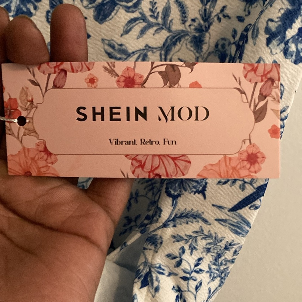 SHEIN MOD | NWT! 👗Floral Print Lace Panel Split Hem Cami Dress XS - Picture 7 of 12